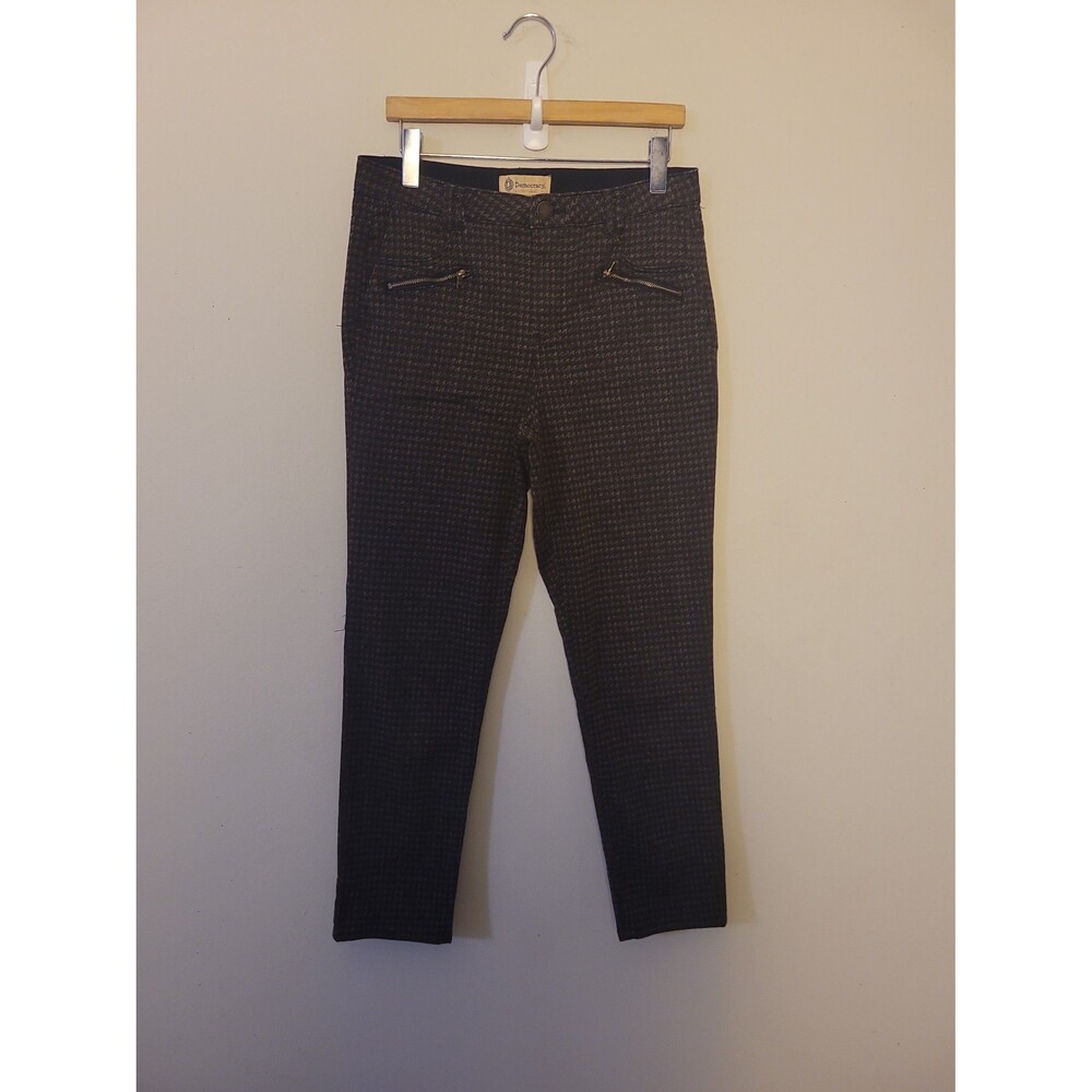 Democracy Ab Technology Brown Herringbone High Rise Slim Jean Sz 10 Stretchy